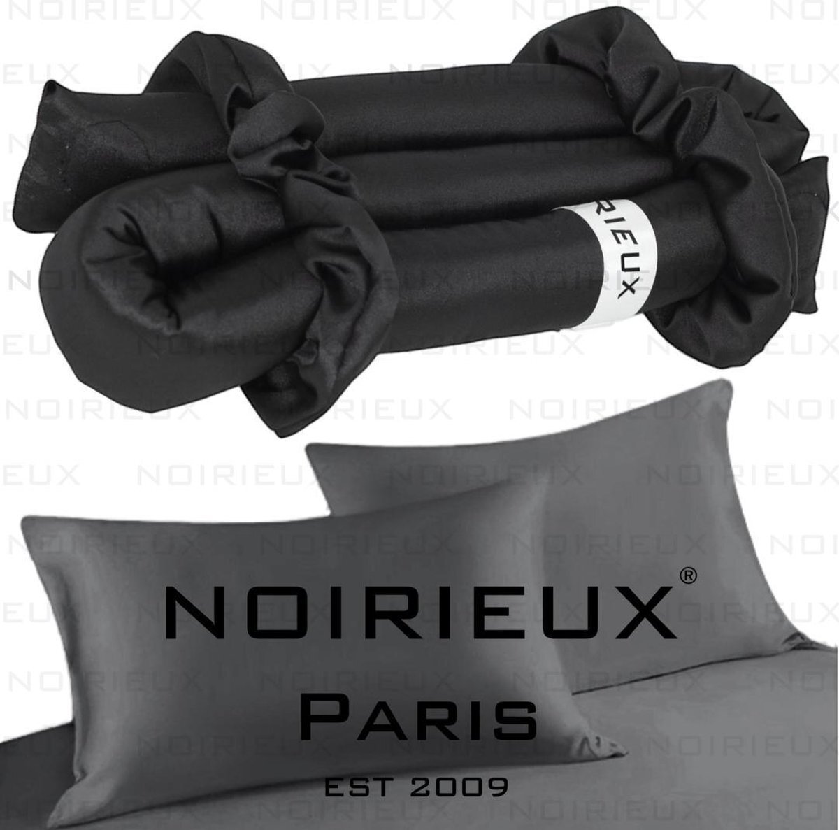 NOIRIEUX® Heatless curls + Satijnen kussensloop - Heatless Haarkruller - Zijde haarkruller - Heatless curling ribbon silk – Zwart