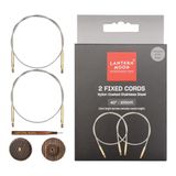 Lantern Moon Verwisselbare breinaaldkabels – 2 x 40” 100cm vaste koorden – 2 houten eindkappen & 1 spangereedschap – nylon gecoat roestvrij staal