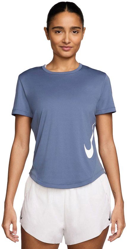 Nike Tempo Swoosh Run Dri-FIT Hardloopshirt Blauw Dames M