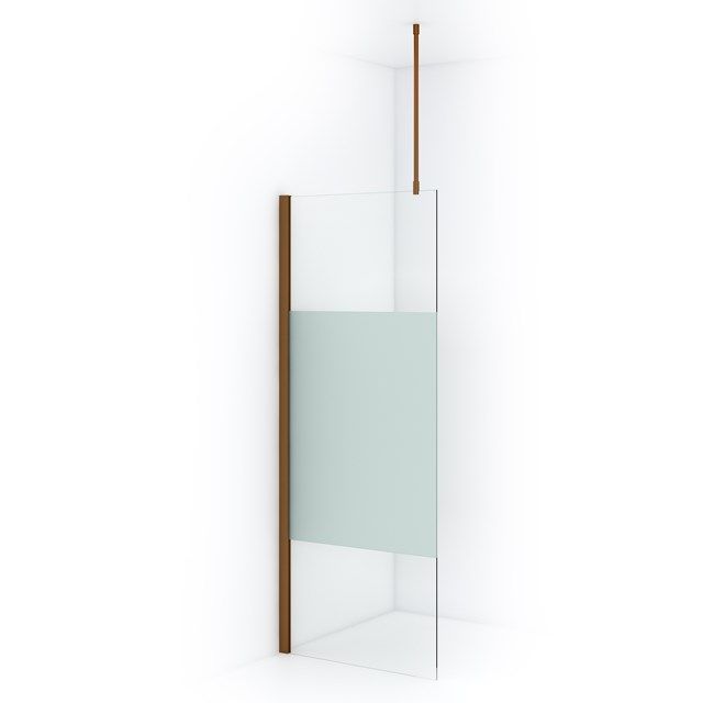 Maxaro Inloopdouche Diamond 80cm 8mm Helder Veiligheidsglas met Matte Strook Koper