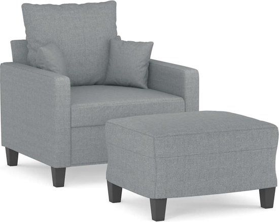 vidaXL Fauteuil met voetenbank Lichtgrijs Stof