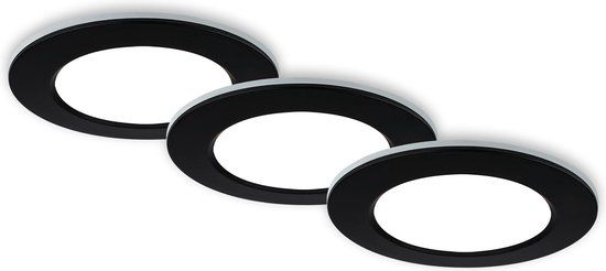 BRILONER LED Inbouwspots - Set van 3 - Zwart - Ø9,2cm - Dimbaar - CCT - IP44