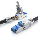 Primewire LAN-kabel CAT 8, netwerkkabel tot 40 Gbit/s, met 2x RJ45-connectoren, S/FTP dubbele afscherming, vergulde contacten, knikbescherming, patchkabel, Ethernet, 10 meter, zwart