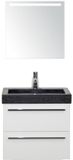 BES LED Seville Badmeubelset 60 cm - Wit Hoogglans - Wastafel Hardsteen Wit Lucca met Sence Spiegel