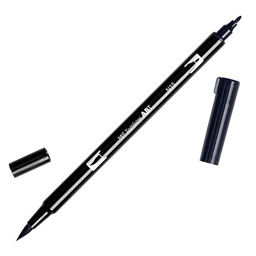 Tombow ABT-N15 viltstift Dual Brush Pen met twee punten, zwart