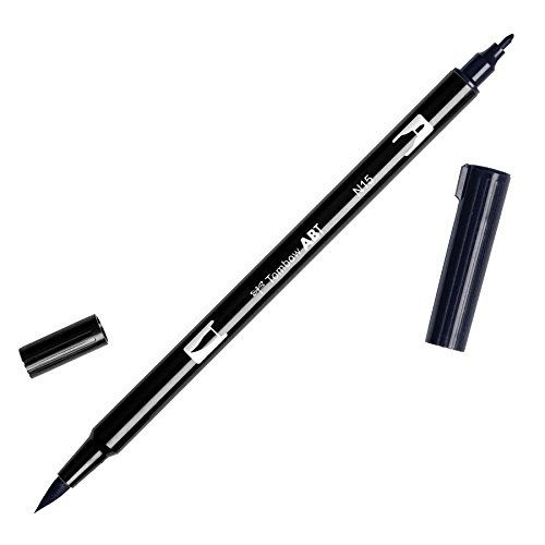 Tombow ABT-N15 viltstift Dual Brush Pen met twee punten, zwart