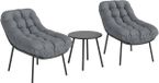 Outsunny Banc de jardin en résine tressée Gris