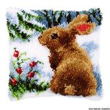 VERVACO Knooppakket Tapijt Handwerken Pakket KONIJN IN SNEEUW Smyrna Knopen Pakket 40 x 40 cm