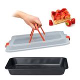 Relaxdays Bakvorm met Deksel, 3-in-1 Transportbox, 40 x 32,5 cm, Zwart/Rood