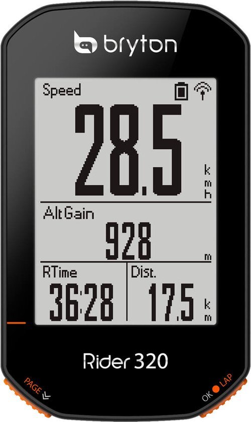 Bryton Rider 320 T Bike Computer with Candence Sensor/Heart Rate Monitor, black