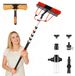 Brosse de nettoyage pour panneaux solaires - Kit de nettoyage avec raccord d'eau - 4,8 mètres - Manche télescopique en acier inoxydable - Angle flexible - Brosse rectangulaire - Orange