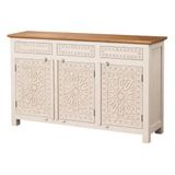 Marrakesch Orient & Mediterran Interior Manasha Dressoir van massief hout, handgesneden, boheemse stijl, vintage, 150 cm