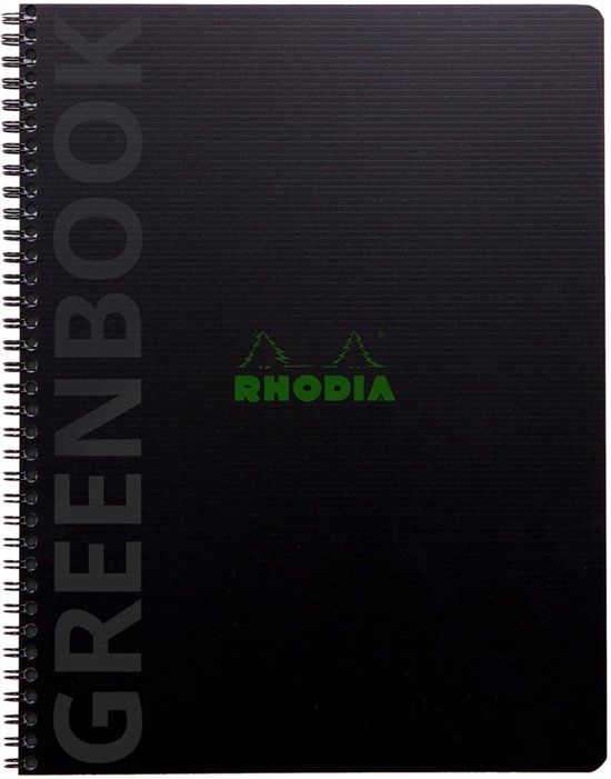 RHODIA collegeblok GREENBOOK A4+ geruit zwart gerecycled