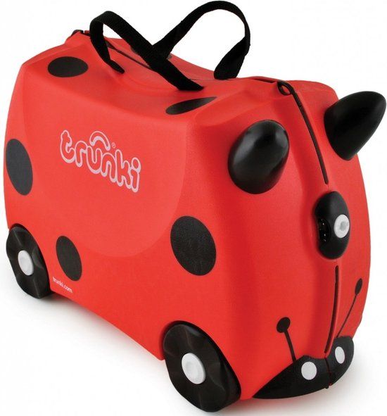 Trunki Ride-On Handbagage Koffer - Lieverheersbeestje Harley - 46 cm - Hardcase - Rood/Beest