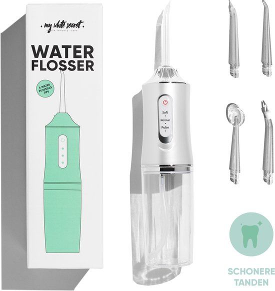 My White Secret® Waterflosser Elektrisch - Water Flosser Draadloos - Tandplak Verwijderaar - Monddouche - Tongreiniger - Flosapparaat