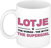 Bellatio Decorations naam cadeau mok - Lotje - Woman Myth Supergirl - koffiemok - 300 ml - collega - moederdag