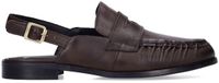 Manfield - Dames - Donkerbruine leren slingback loafers - Maat 42