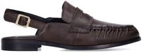 Manfield - Dames - Donkerbruine leren slingback loafers - Maat 42