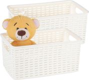 Plasticforte Opbergmand - 4x - Kastmand - rotan kunststof - creme wit - 5 Liter - 15 x 28 x 13 cm
