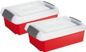 Sunware - opslagbox - 2 stuks - 30L rood - 59x39x17 cm - extra hoge deksel