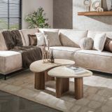 Giga Living Giga Meubel Salontafel Organic Travertin - Set Van 2 - 88x44x36cm
