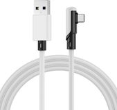 MMOBIEL VR Link Kabel USB naar USB-C voor Meta Quest 3S / 3 / 2 / Pro, Pico 4 Ultra / 4 en PC / Steam VR - 90 Graden Type-C Kabel voor VR Headset Gaming - 3m USB Oplaadkabel – Wit