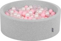 KiddyMoon Ballenbad Voor Baby's met 200 kleurrijke ballen ∅7cm 90x30cm - Ballenbak voor kinderen - Rond ballenbak foam - Schuimvulling - Voor sensorische - Lichtgrijs: Roze, Parelmoer, Transparant