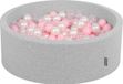 KiddyMoon Ballenbad Voor Baby's met 200 kleurrijke ballen ∅7cm 90x30cm - Ballenbak voor kinderen - Rond ballenbak foam - Schuimvulling - Voor sensorische - Lichtgrijs: Roze, Parelmoer, Transparant