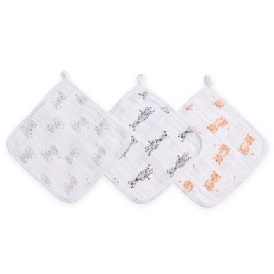 ADEN ® Washandje Safari 3stuks - Kleurrijk