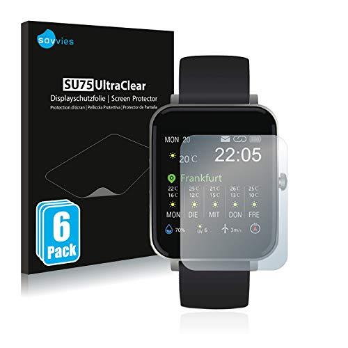 Savvies 6x Schermbeschermer compatibel met Souccess Smartwatch 1.54" Screenprotector ultra transparant