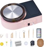 VEVOR Latios Pottenbakkersschijf - Mini Elektrische Kleidraaischijf - 15,8 cm Draaitafel - Instelbare Snelheid - Met Kleivormgereedschap - Voor Doe-het-zelf Pottenbakkerslessen - Roze