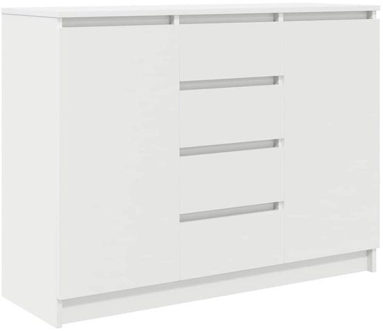 vidaXL Dressoir met lades 100,5x35x76 cm spaanplaat wit