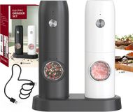 Set de moulins à poivre et à sel électriques rechargeables sans marque avec grossièreté réglable et technologie de meulage en céramique