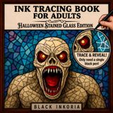 Ink Tracing Book for Adults – Halloween Stained Glass Edition