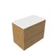 Saniclass Meuble de salle de bain - 80x45x62.5cm - Plateau en surface solide Torino blanc - sans trou de robinetterie - 2 tiroirs - chêne mat naturel (bois) SW1420801/SW1471862