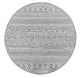 Mia's tapijten Adora - modern tapijt, boho-stijl, geschikt voor binnen en buiten, bijzonder vlak, ideaal voor keuken en eetkamer, maar ook voor balkon of terras, design 1, 95-grijs, 120 cm rond