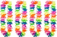 Boland Hawaii krans/slinger - 4x - Tropische/zomerse kleuren mix - Bloemen hals slingers