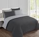 TRANKIELO® - Housse de couette 240 x 220 cm - Flanelle de coton anthracite et gris - Incluant 2 taies d'oreiller