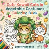 Cute Kawaii Cats in Vegetable Costumes Coloring Book