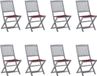 vidaXL Fauteuils de jardin 8 pièces avec coussins bois d'acacia massif rouge vin