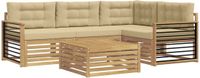 vidaXL Hoek loungeset 4 zitplaatsen Polyester Wit en Beige Inclusief tafel