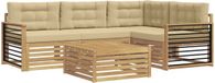 vidaXL Hoek loungeset 4 zitplaatsen Polyester Wit en Beige Inclusief tafel
