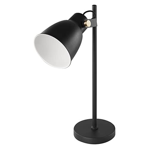 Emos Design bureaulamp JULIAN van metaal, vintage tafellamp met E27-fitting, bedlampje met voeding, leeslamp met verstelbare lampenkap en 150 cm kabel, zwart, zonder lamp