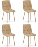 LEOBERT Libra Eetkamerstoelen – Set van 4 – Groen Velours – Houten Poten – 48.5 cm Zithoogte – Max. 110 kg