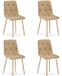 LEOBERT Libra Eetkamerstoelen – Set van 4 – Groen Velours – Houten Poten – 48.5 cm Zithoogte – Max. 110 kg