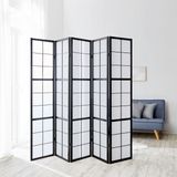 Homestyle4u Kamerscherm - 220x175 cm - zwart - 5-delig - Shoji