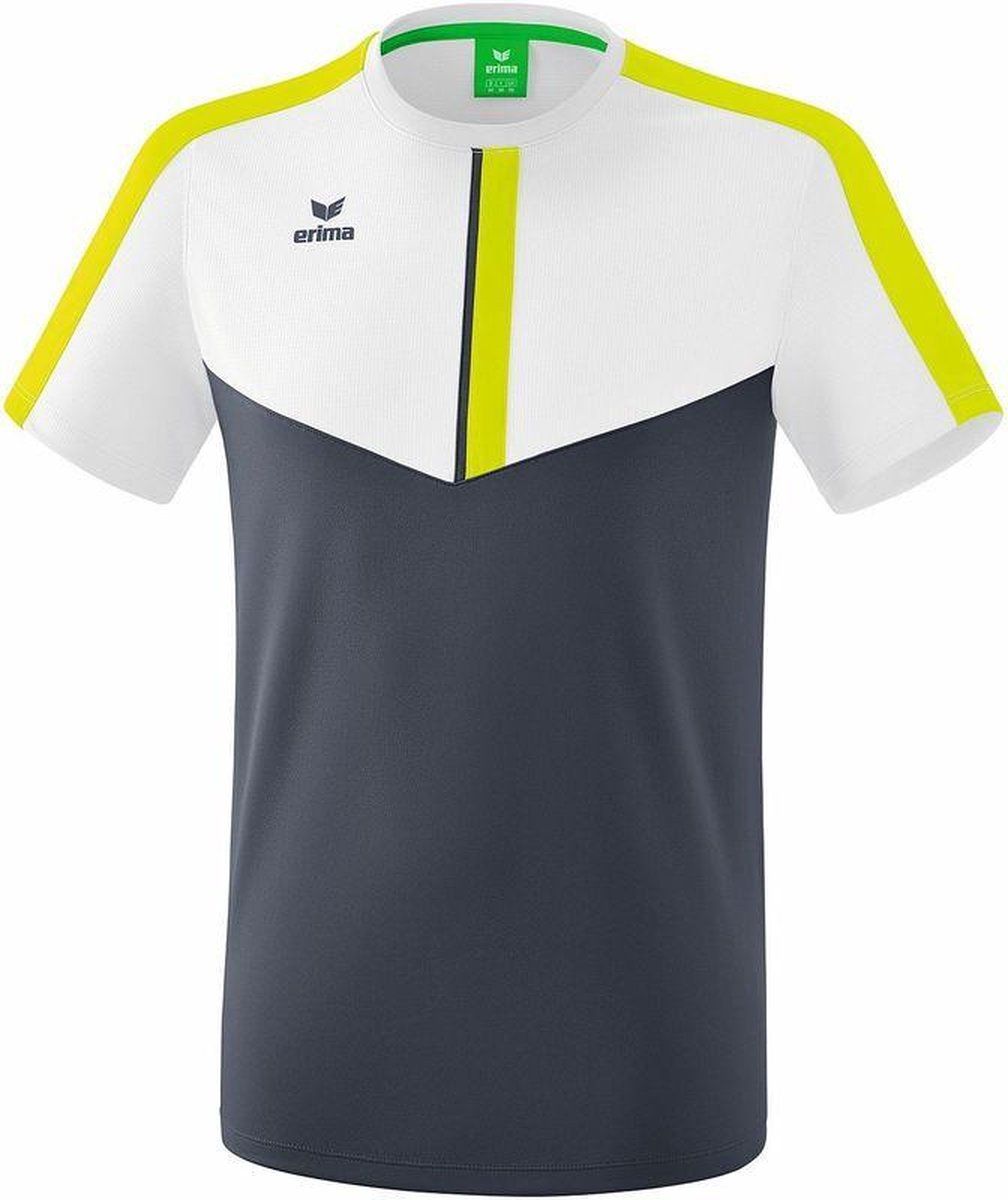 Erima Squad T-Shirt Kind Wit-Slate Grijs-Lime Maat 164