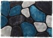 Vente-unique Hoogpolig shaggy vloerkleed - Turquoise en grijs - 140 x 200 cm - PIETRA