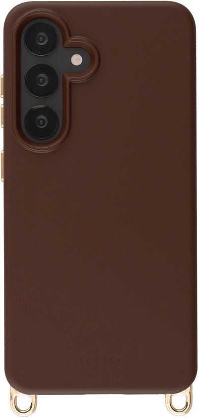 Selencia Hoesje - Geschikt voor Samsung Galaxy S24 / S25 - Rivièra geschikt voor MagSafe Backcover met afneembare haakjes - Choco Brown