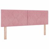 vidaXL - LED Hoofdbord Roze 144 cm Fluweel